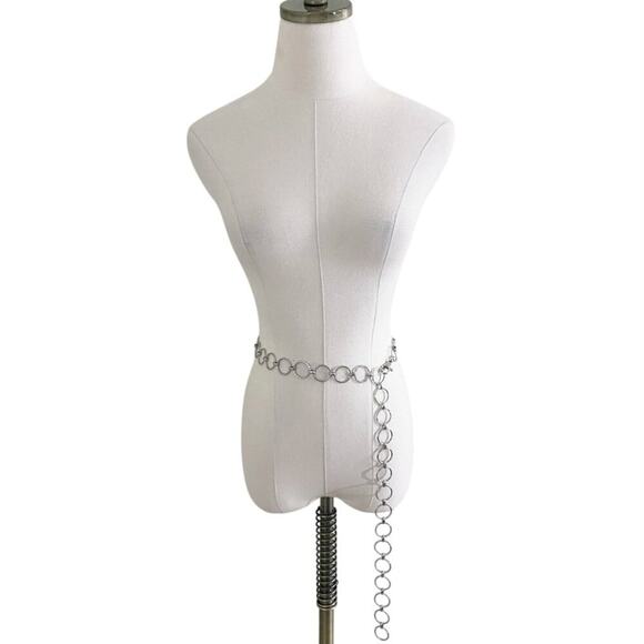 Vintage Y2K Silver Circle Chain Belt EUC Adjustable Lobster Claw Clasp - Picture 4 of 4